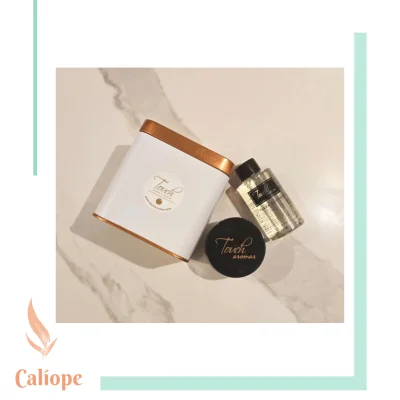 Lata Blanca tapa Ocre con productos