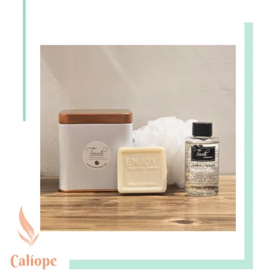 Lata Blanca tapa Ocre con productos - Imagen 2